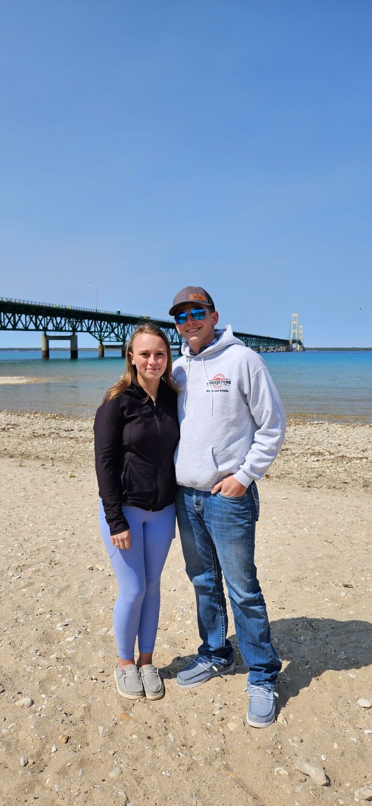 Lane's first time being in Michigan and seeing the Mackinac Bridge.