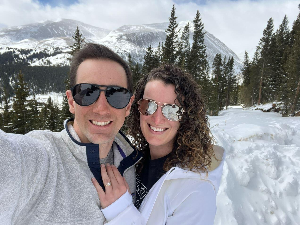 Two days later, Chris pops the question during a neighborhood walk with the pups
