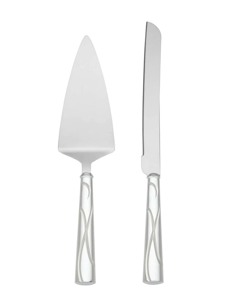 Silver cake knife and server classic bridal shower gift