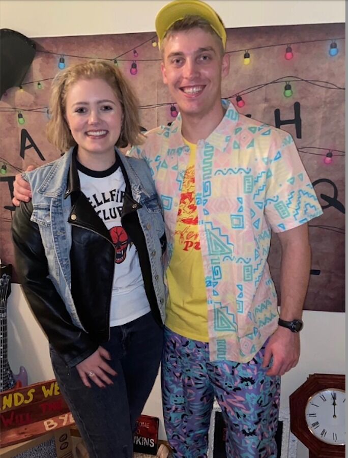 Halloween as Eddie and Argyle from stranger things.