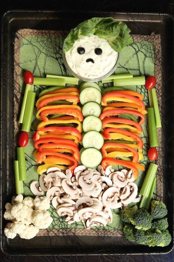 Halloween Finger Food Recipes - Skeleton Veggie Tray