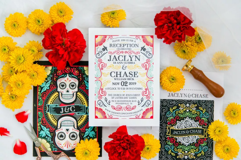 Mexican-themed wedding invitation suite
