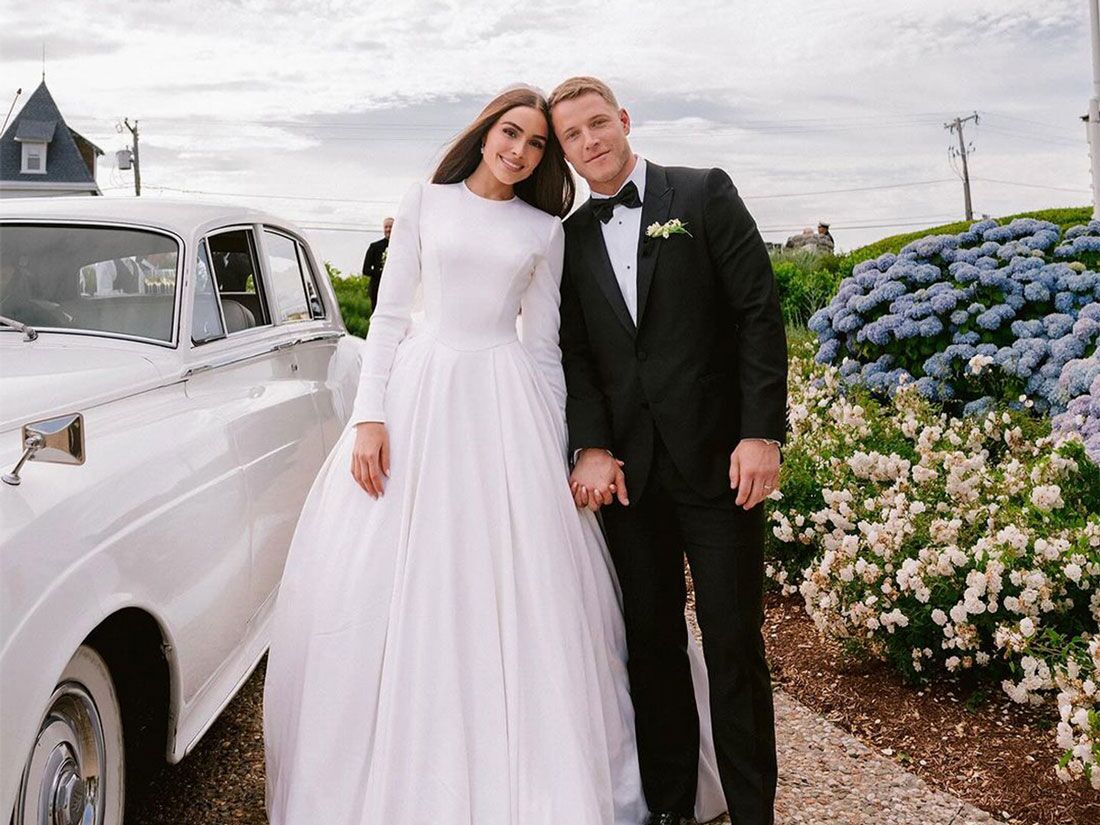 Olivia Culpo and Christian McCaffrey's wedding photo