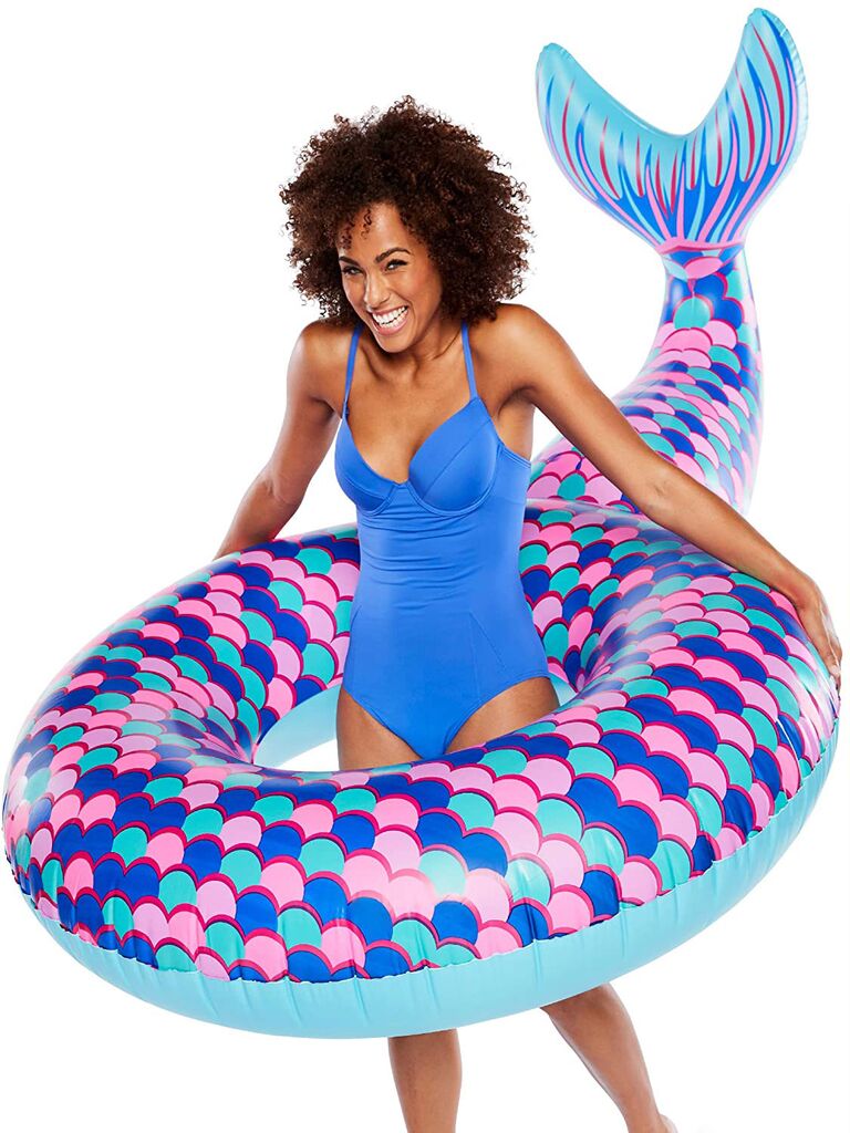 Mermaid themed bachelorette party mermaid tail pool float