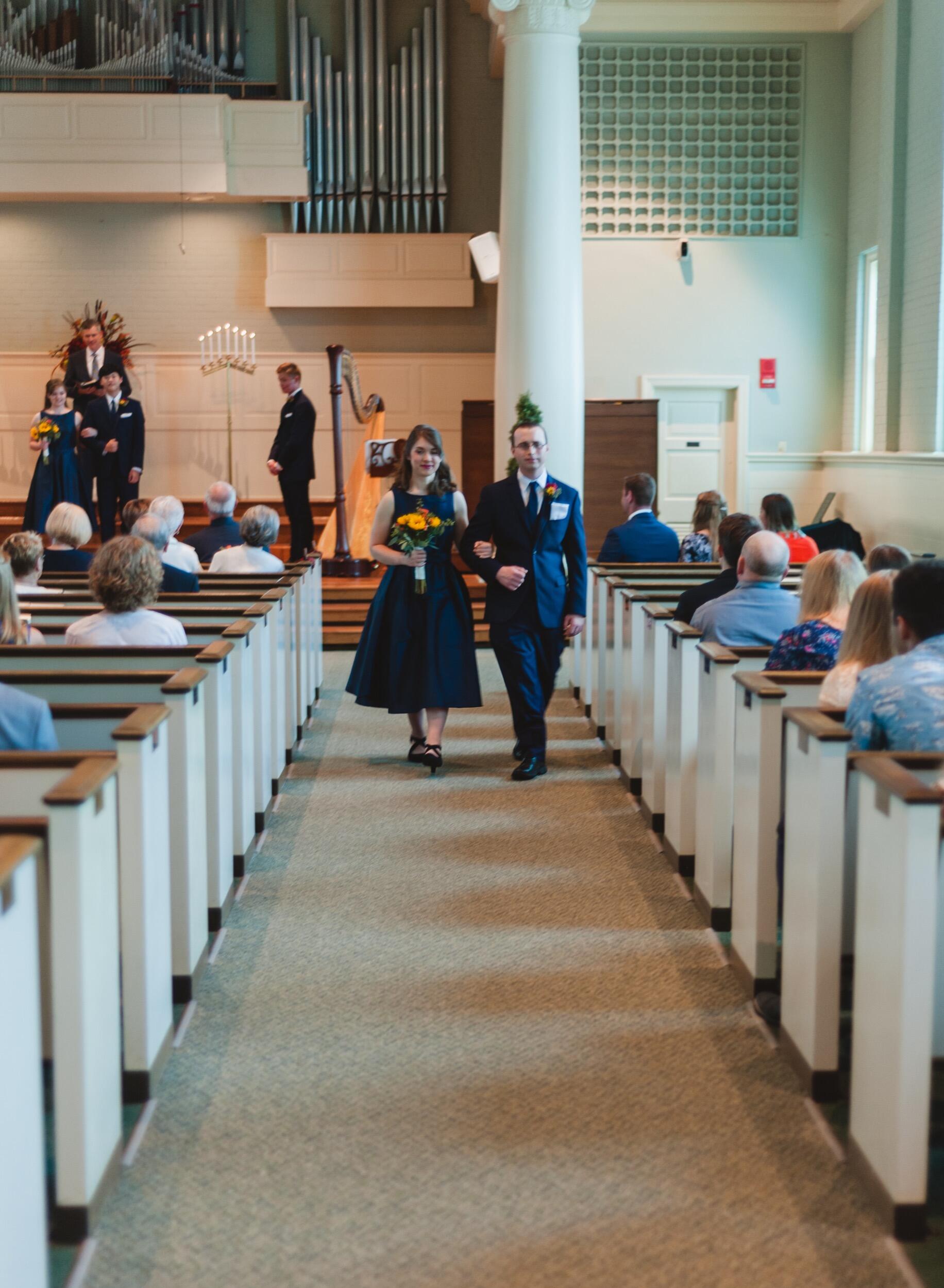The first time we walked down the aisle (as Emily's maid of honor and Forrest's best man)!