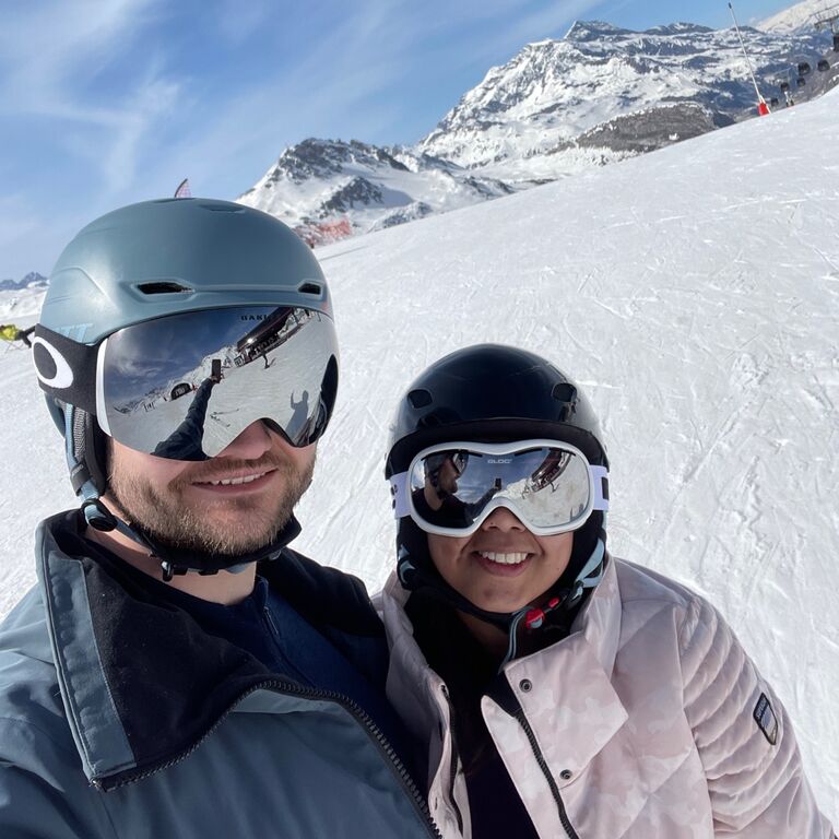 First skiing together