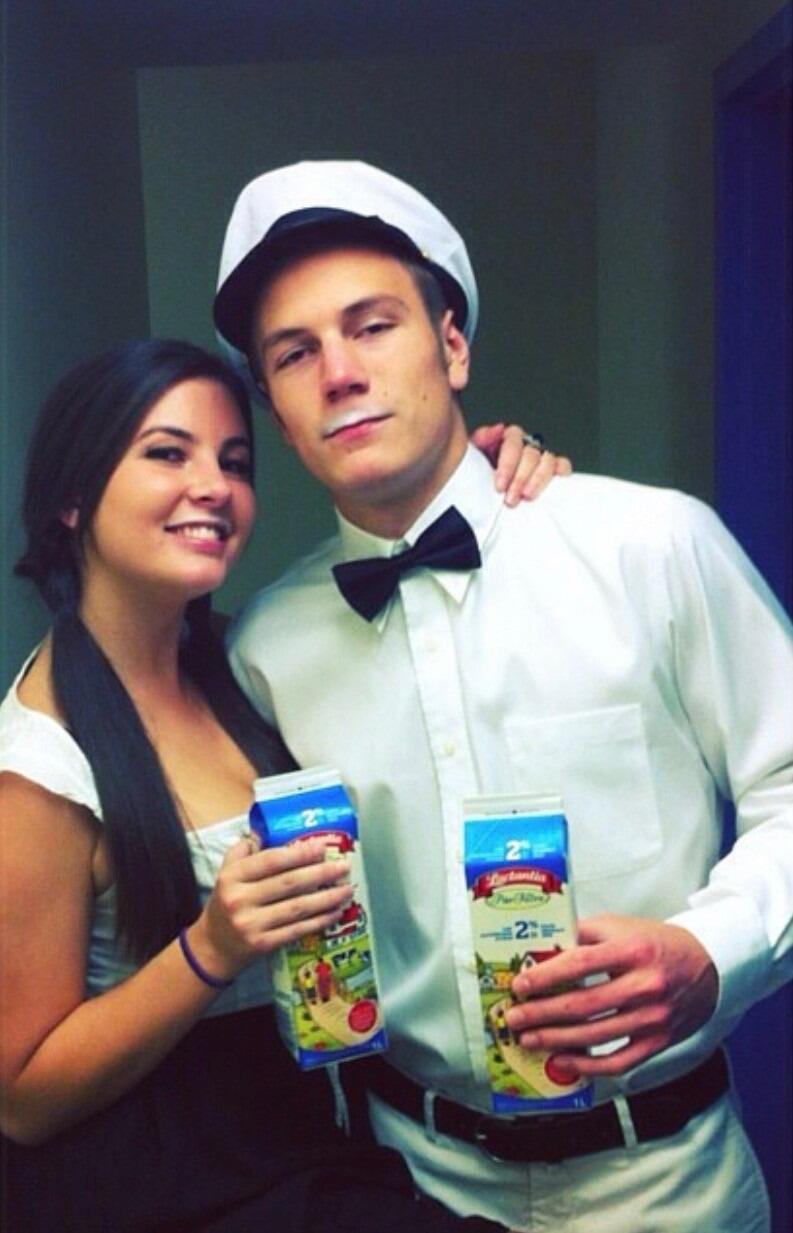 October 31st, 2014 — our first Halloween together and one of our very first photos! We went as a "milkman" and “milklady,” and let’s just say Carter may have had a little too much to drink (milk, obviously 🥴). Who would've thought this hilarious night would mark the beginning of something so special?