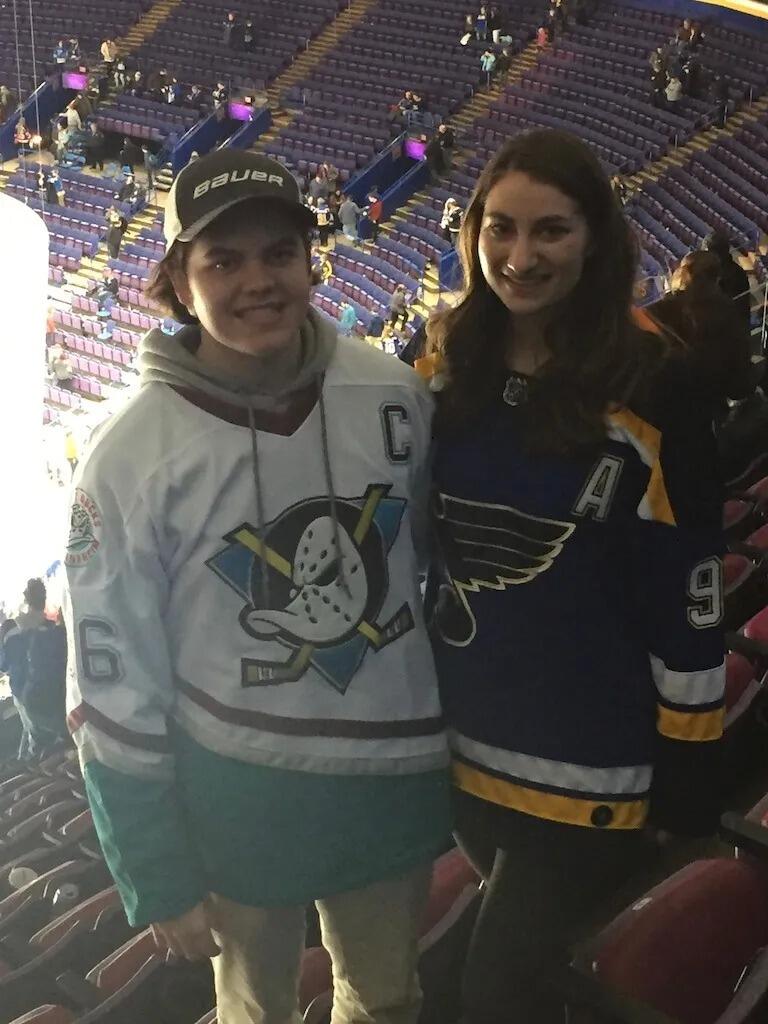 Our first picture together at a St. Louis Blue's game.