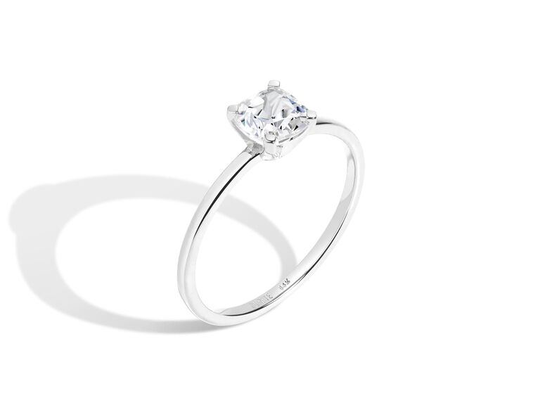 classic cushion engagement ring with lab-created diamond