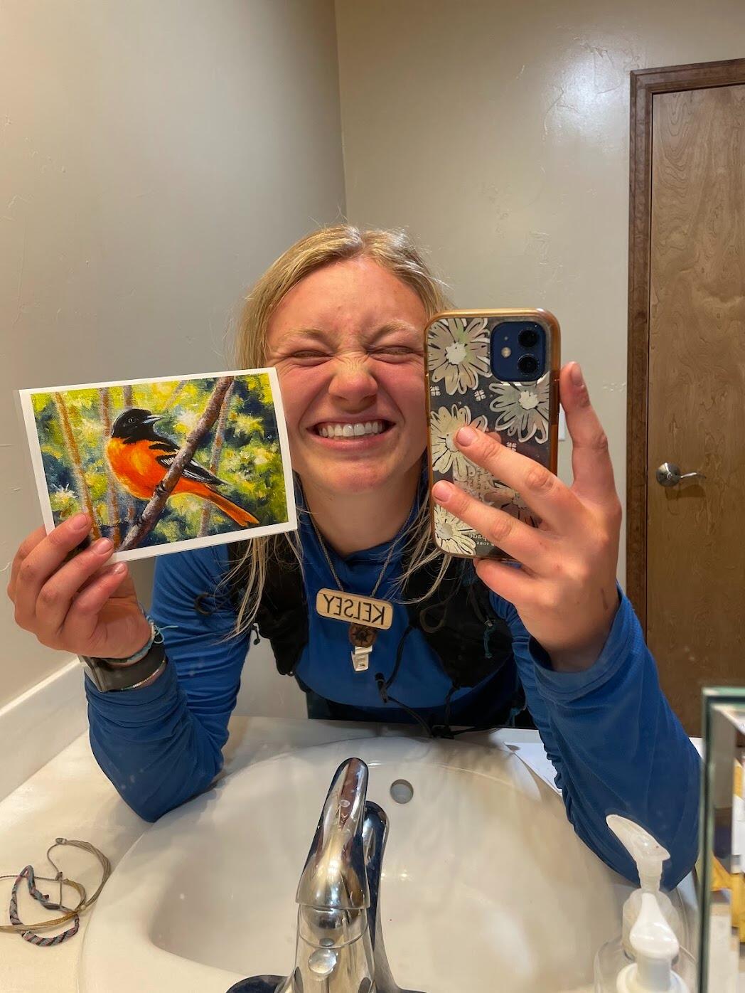 A post hike day pic of Kelsey with a letter from Matt... always a day brightener during her time in CO!