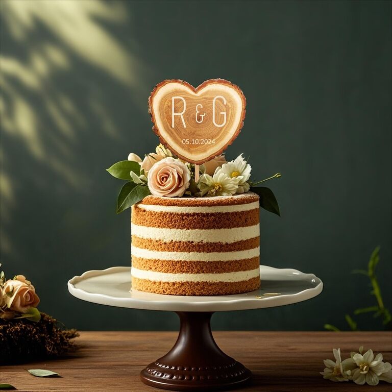 Wooden cake topper for boho bridal shower