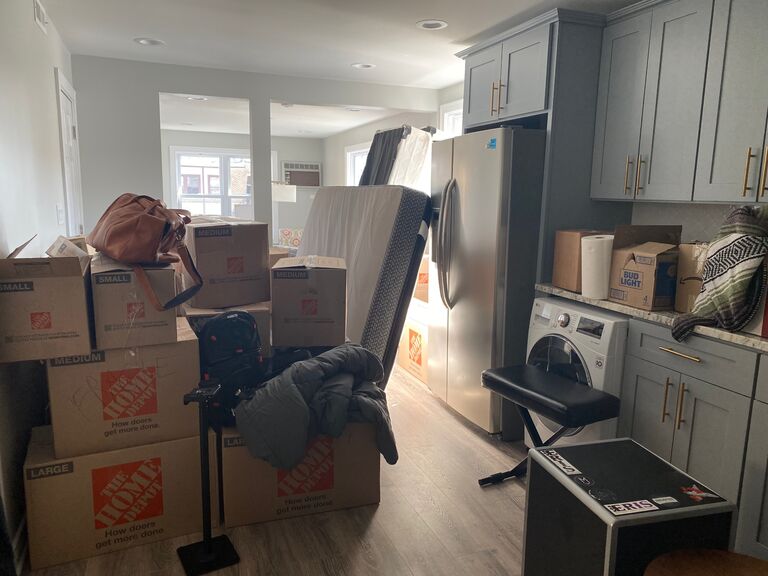 Jeff and Caitlin moved into their first apartment together in Chicago to the Avondale neighborhood.
