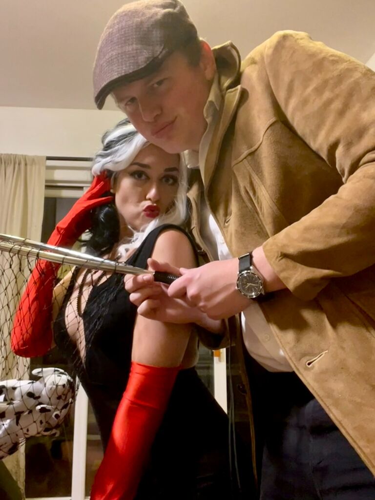 First Halloween as a couple - Megan hates dogs so of course they were Cruella de Vil and a dog catcher! 