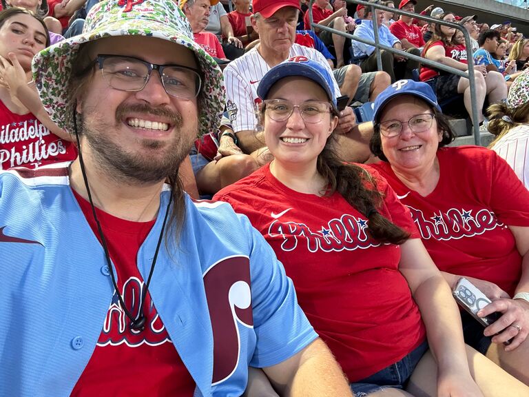 Daniel’s first Phillies game in Philadelphia with Paige’s mom. He is now a fully fledged Phillies fan