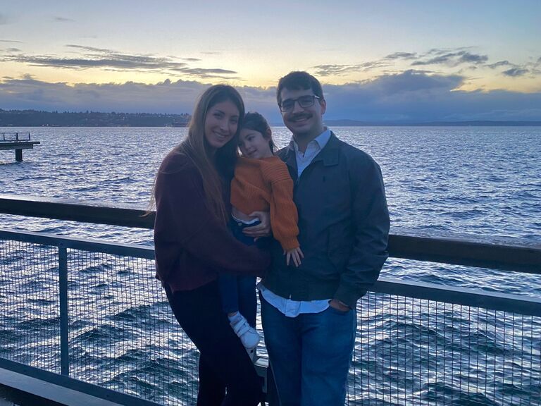 Jason and Bella met for the first time. Our first family picture.