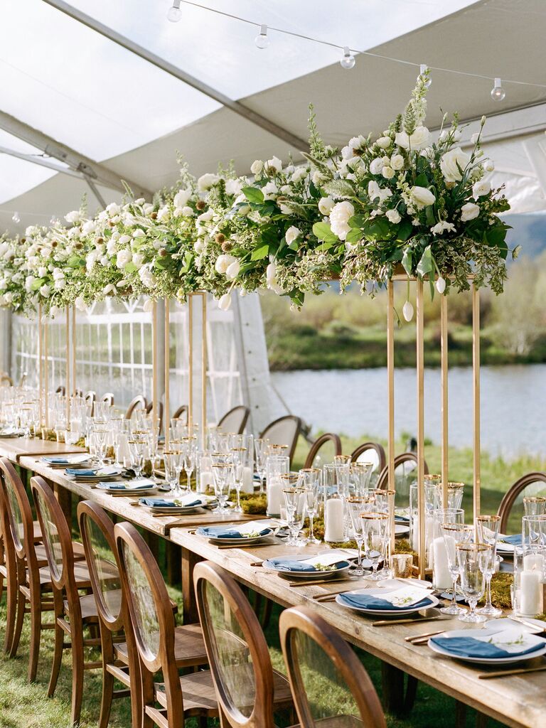 Wedding Centerpieces Tall White and Green