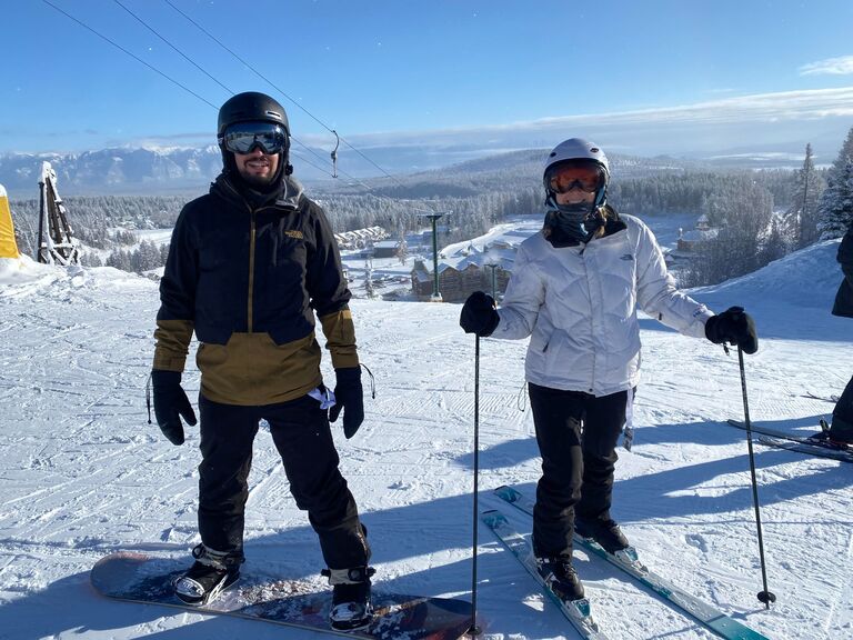 Our first day ever skiing/ snowboarding in Kimberley!