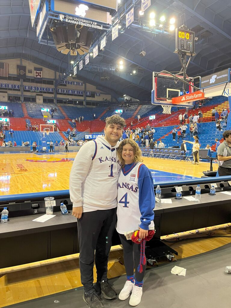 Over Winter Break, Jacob and Eliana got to spend almost two weeks together. For Jacob's birthday, they drove to Lawrence, Kansas, to watch their favorite basketball team win a nail-biter at the last moment!