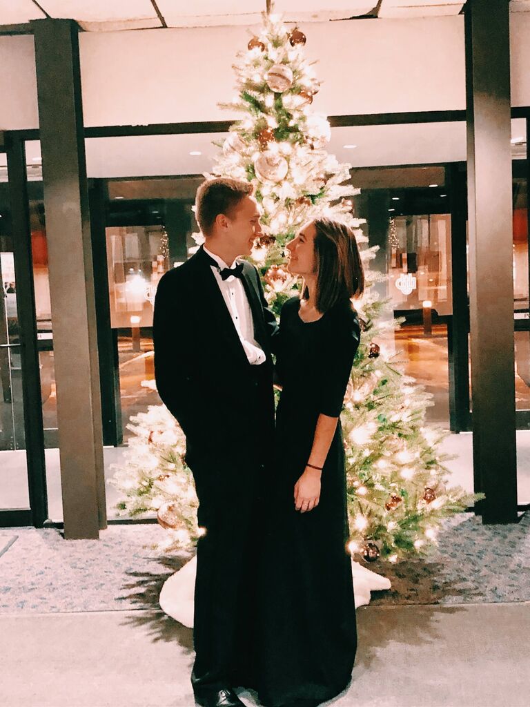 We met through band friends, the best way to meet somebody:) Michael played tuba and Julia played flute. This is at the Christmas Wind Symphony Concert.