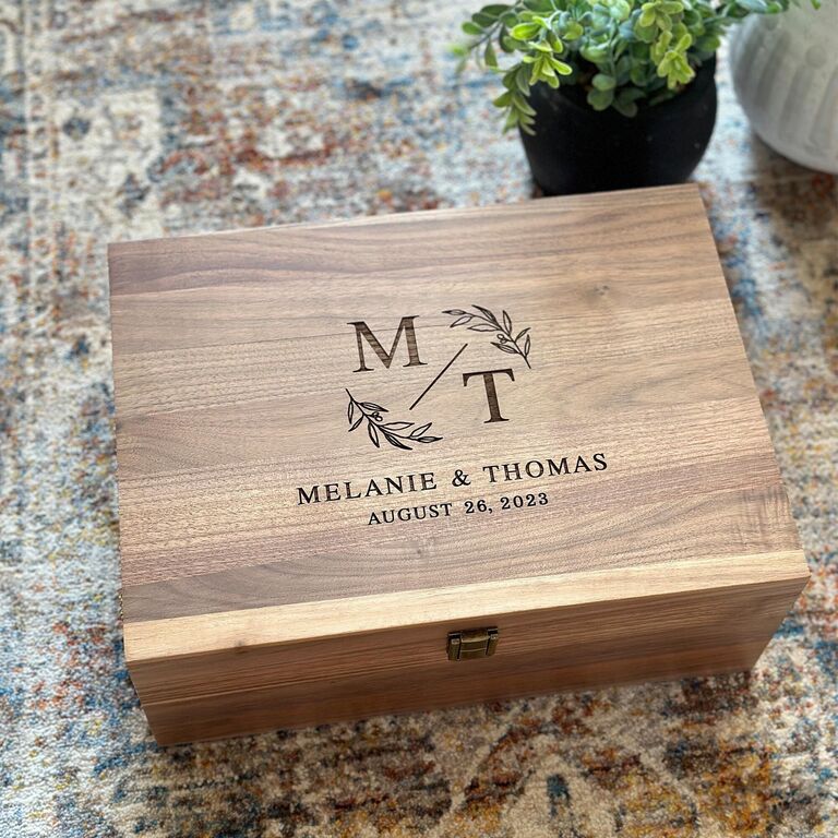 Wooden wedding memory box gift for sister