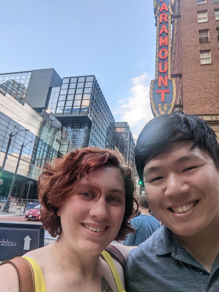 To celebrate their engagement Karen bought tickets to see Hamilton at the Paramount theater.