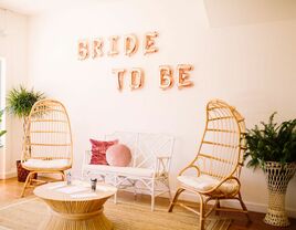 Bridal shower venue with rose gold Bride To Be balloons