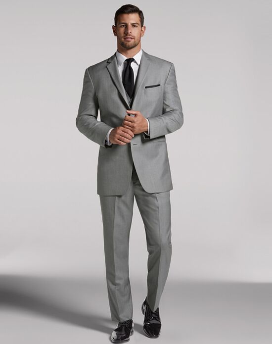 MEN'S WEARHOUSE Pronto Uomo Gray Notch Lapel Suit Wedding Tuxedo | The Knot