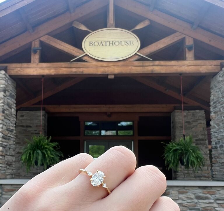 Andrew popped the question at the boathouse Bianca rowed out of at Ohio State <3