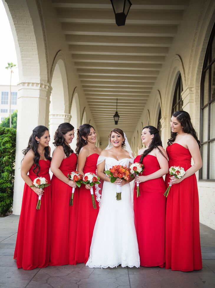 rose red bridesmaid dress