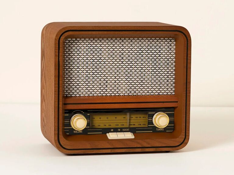 Retro Bluetooth speaker gift idea for 45th anniversary. 