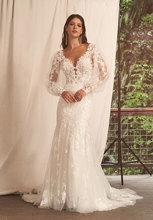 Plunging Neckline Lace Fit and Flare Dress with Low Back

