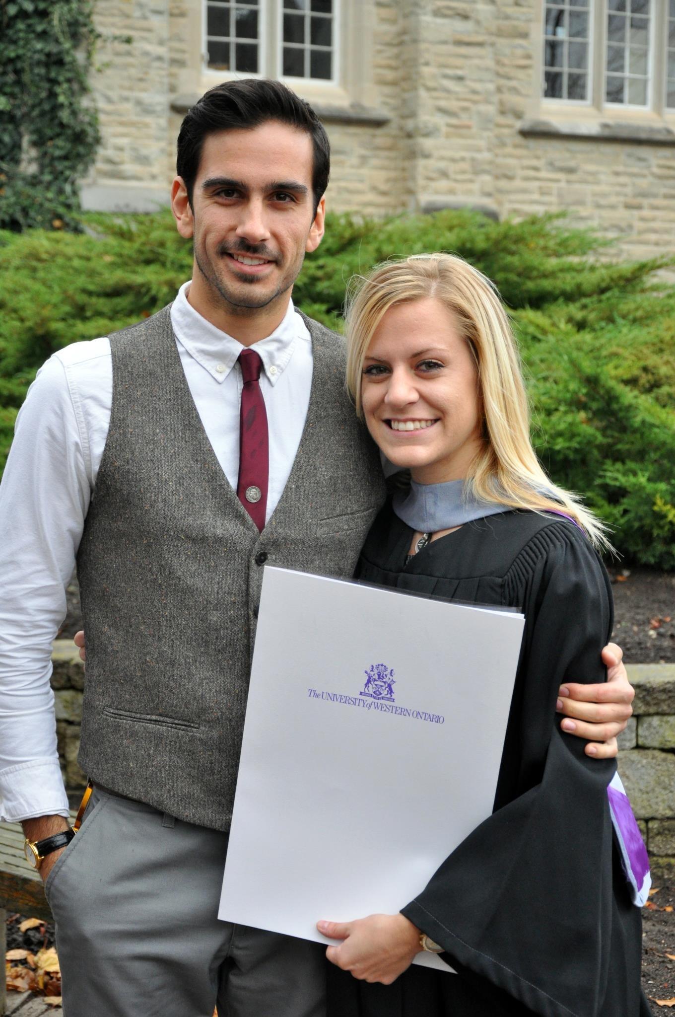 Amy learned Kris is a very patient man as he happily sat through her 4 hour graduation ceremony from Western after just a few months of dating.
