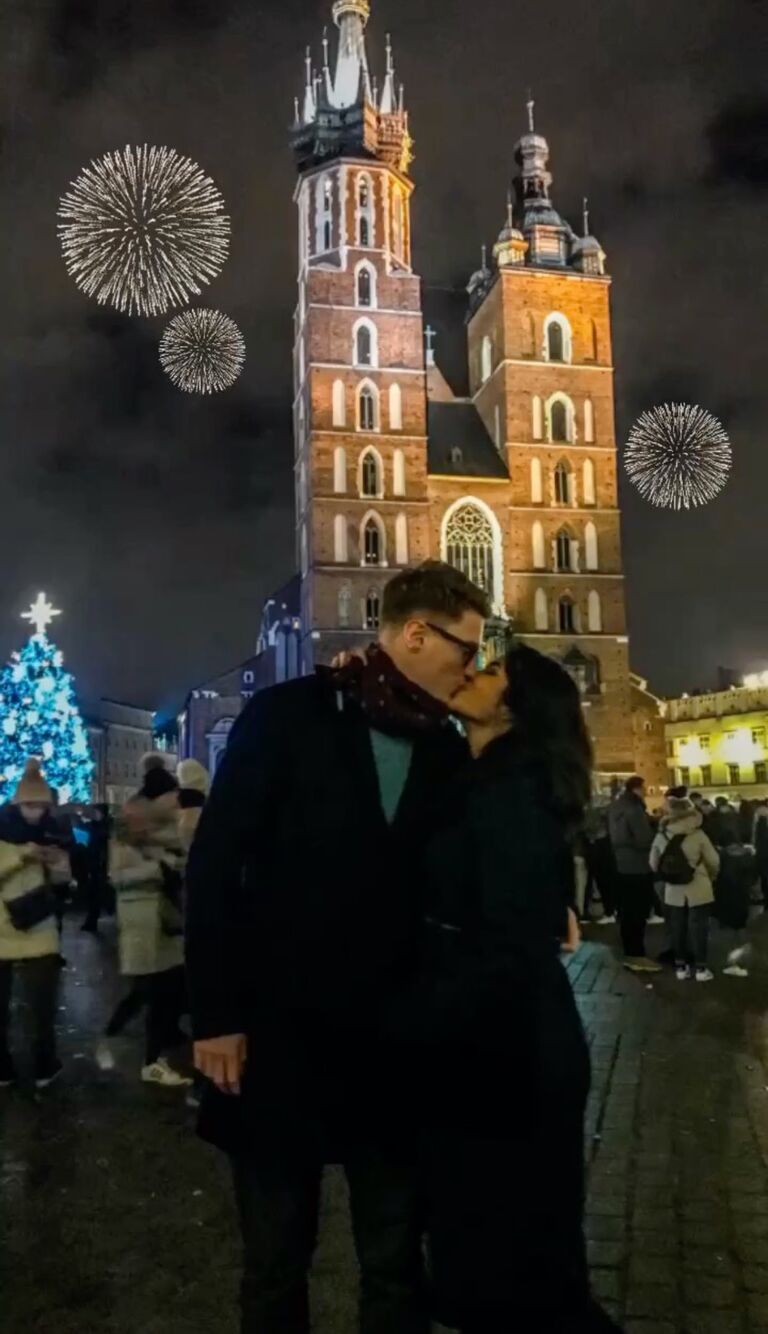 Since then, they have been living and travelling together.

This memory was from New Year's Eve in Kraków, Poland