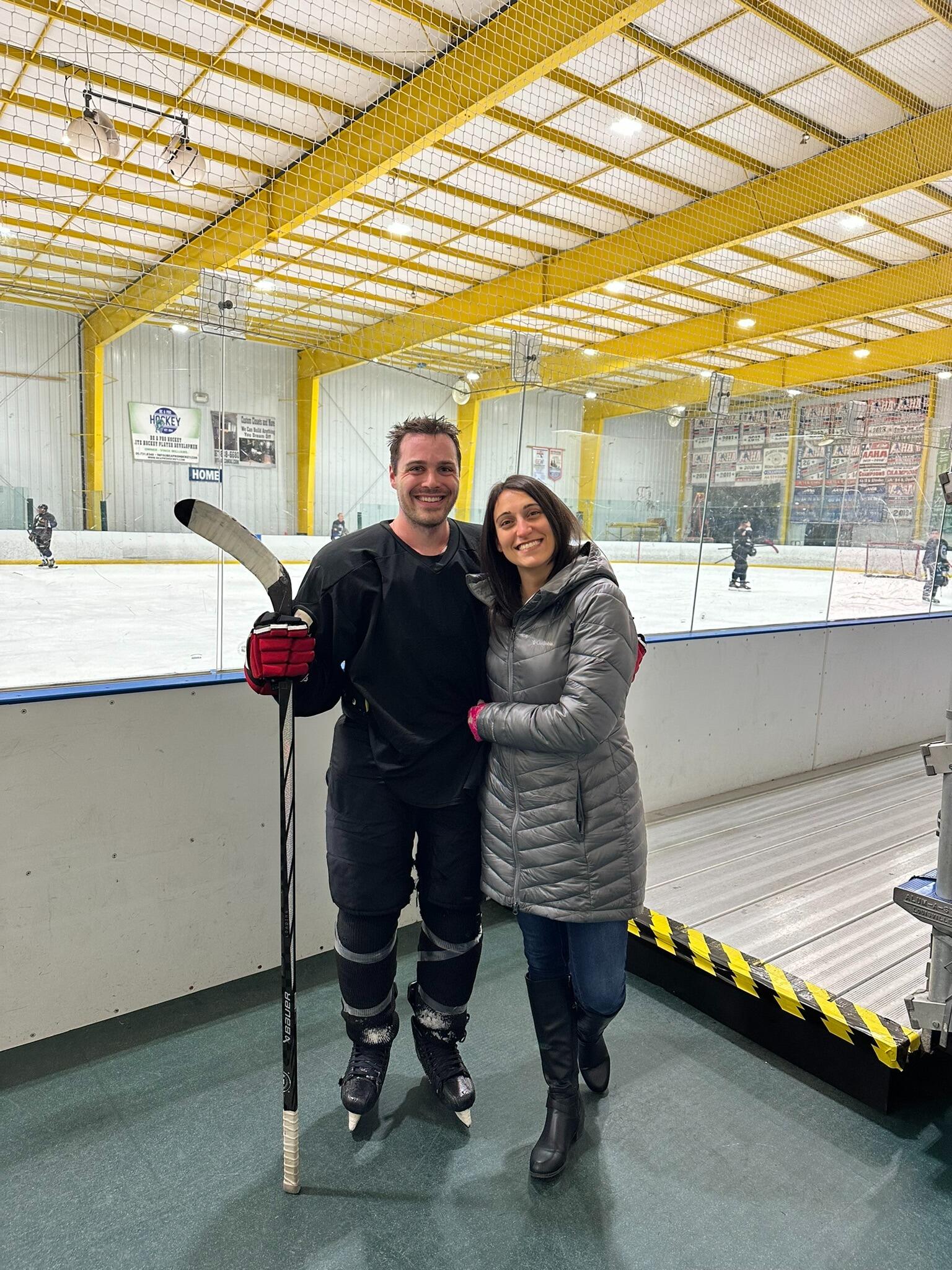 First time watching Kyle play hockey and score goals (with special winking afterwards)