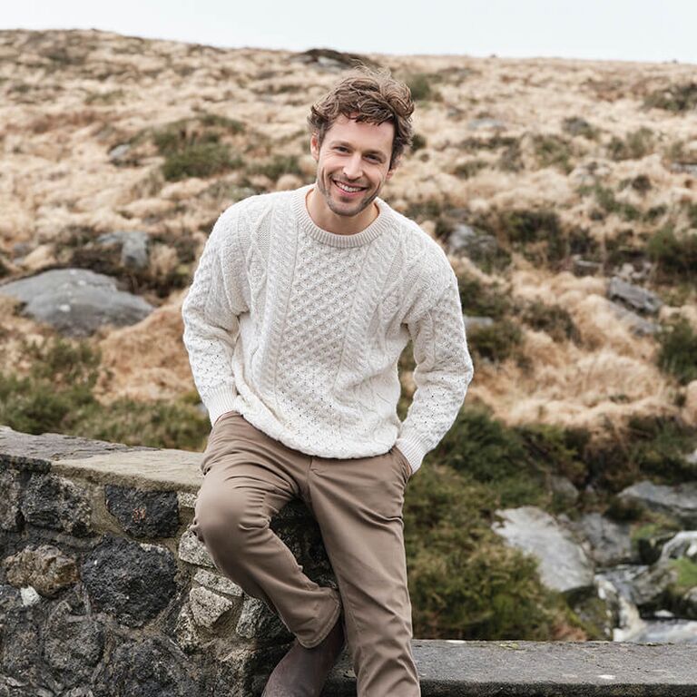 Fisherman knit wool sweater wool anniversary gift