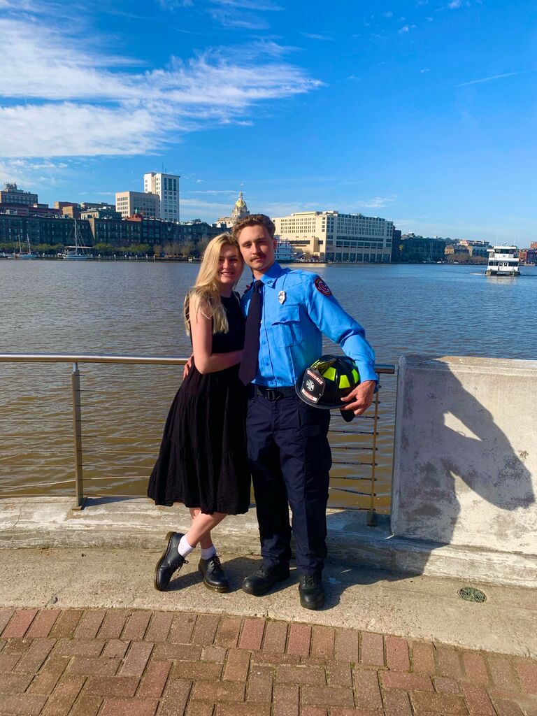 As Sarah pursued her screenwriting degree at SCAD, Colton was left wondering if welding was really his passion. It was at this time that an opportunity to become a firefighter presented itself. He made the leap and switched careers. Now, he can't see ever doing anything else. He loves his job and Sarah loves the four days a week she gets with him.