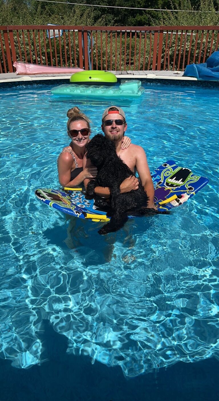 In April of 2022, Cale and Grace got their beloved poodle, Jax, who has become their entire world over the years. They spent their summer teaching Jax to love the water. 