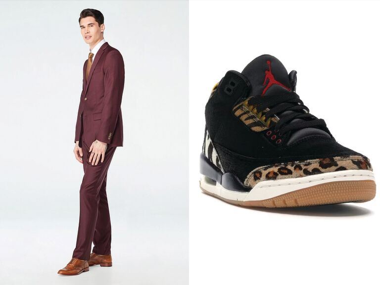 A statement sneaker-suit combination for your big day