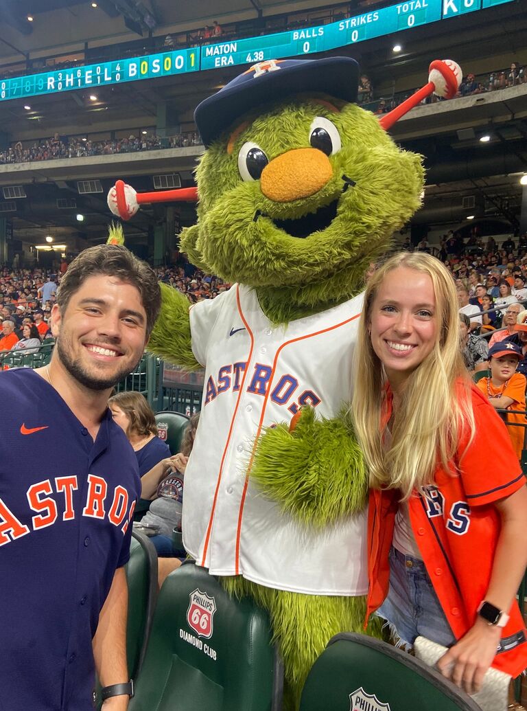 Elise moves to Houston to go to nursing school. Alex gets to show Elise around H-town and show her his favorite spots when she isn’t studying. He may have converted her to an Astros fan but she is yet to stray away from the Dallas Cowboys!