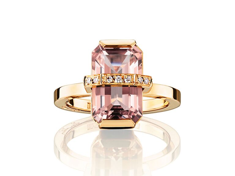 emerald-cut morganite engagement ring