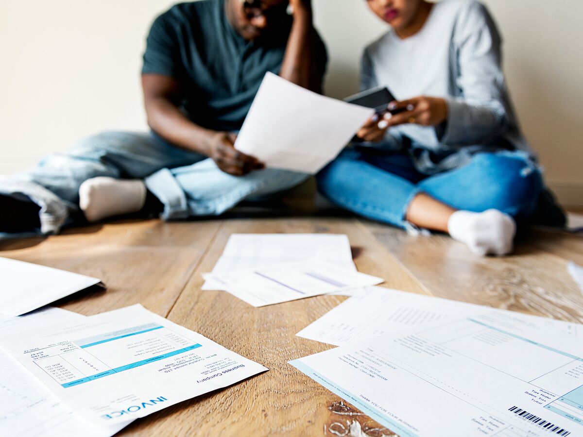 couple paying bills