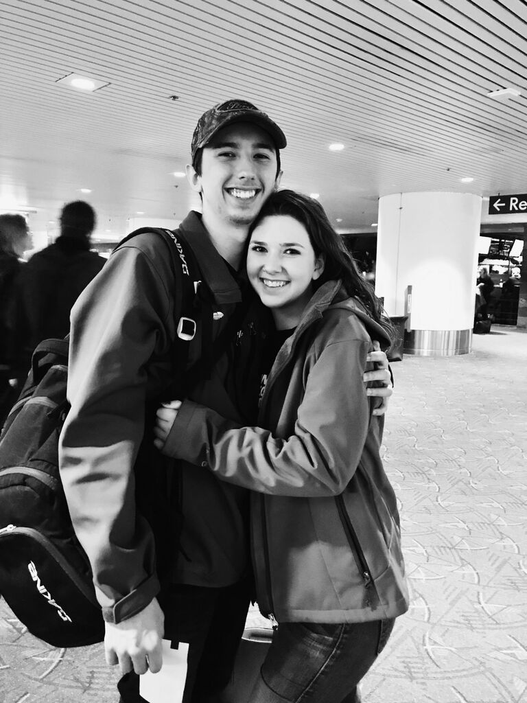 Yet another airport picture!  Don't let the smiles fool you... these were always their hardest days!