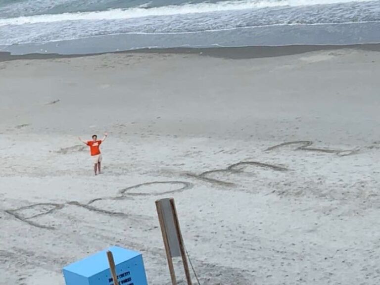 He asked me to our senior prom while we were on Spring Break. 

Fun fact: Noah chose to propose 4.5 years later in the exact same spot where he asked me to prom!