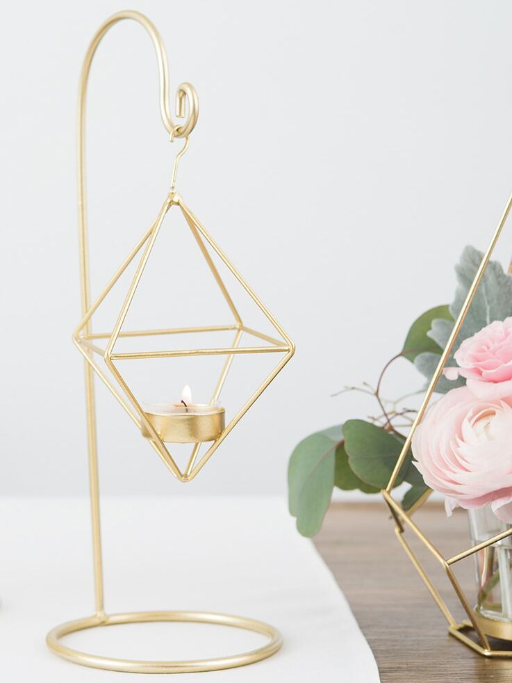 The Knot Shop small gold geometric hanging tealight holder