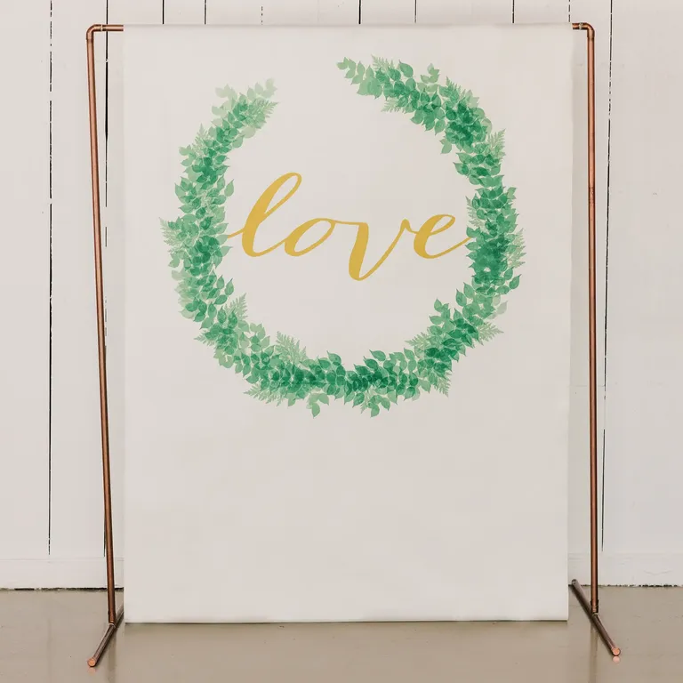 Love wreath Christmas bridal shower photo backdrop 