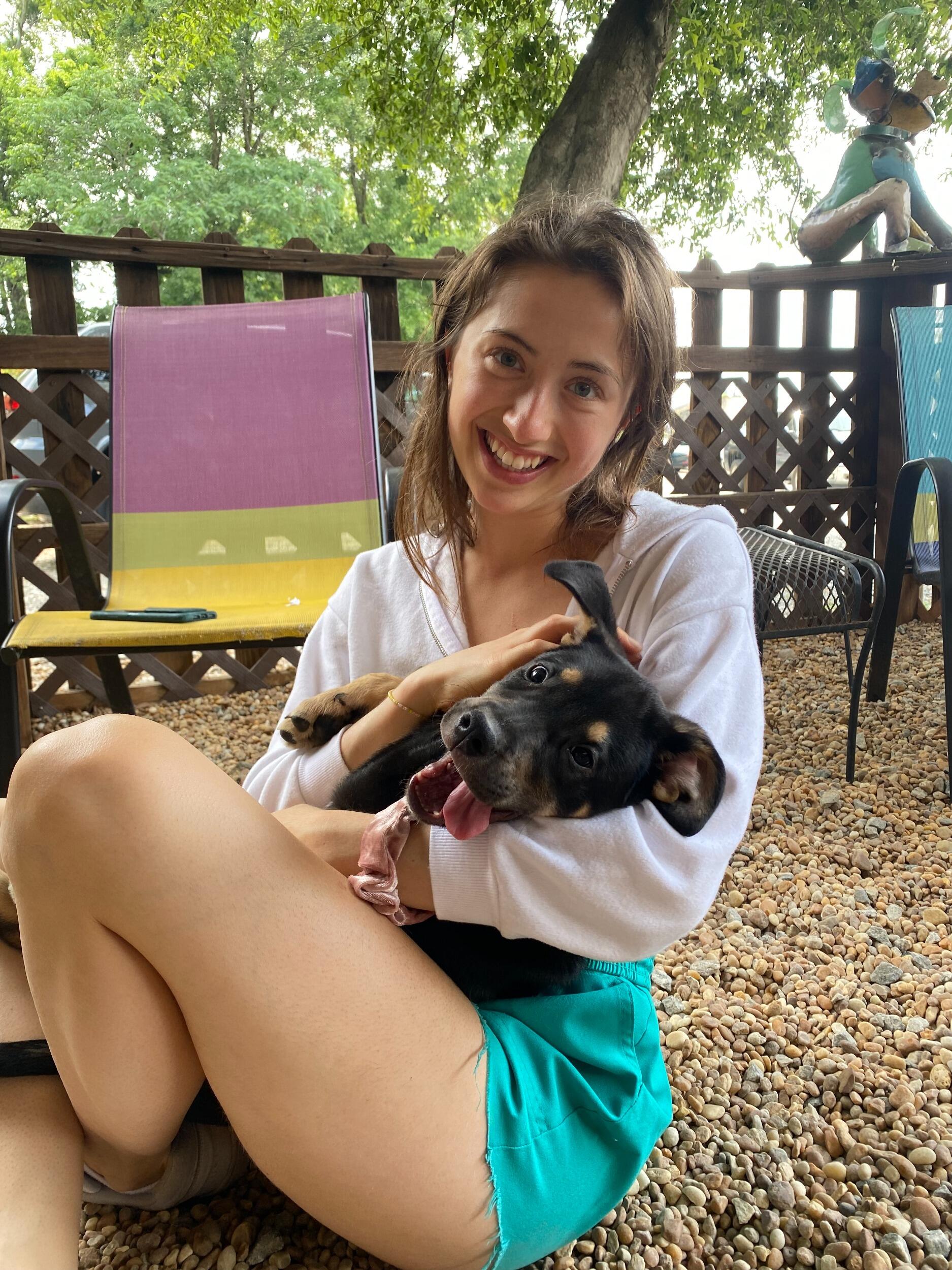 We strongly consider adopting this puppy, named Chicken. We still think about it. 