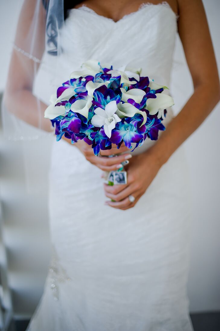 Bright Blue And Purple Orchid Bouquet