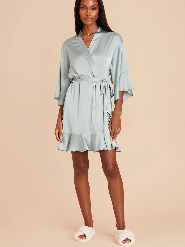 Birdy Grey sage satin robe