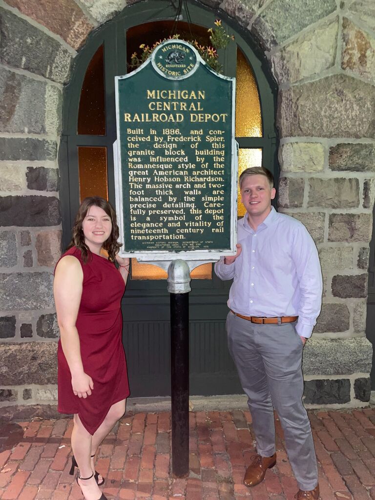 Daniel and Emily celebrated their negative one anniversary at the Gandy Dancer Restaurant. 