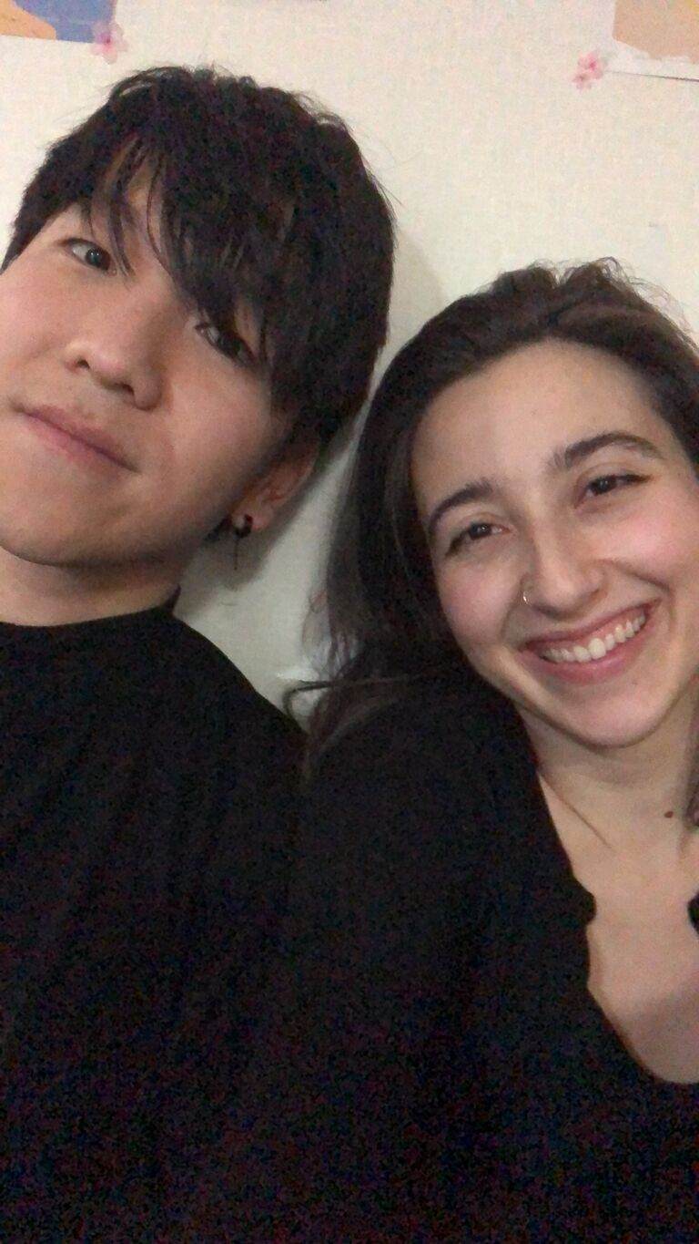 Back together! He came back to Korea to spend the holidays.